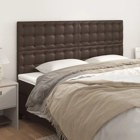 vidaXL Cabeceira de cama 4 pcs couro artificial 100x5x78/88cm castanho