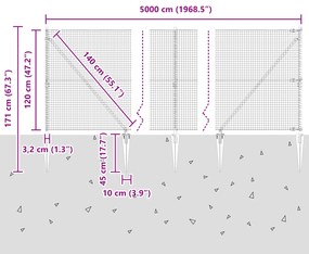 Cerca de Arame Soldado com 13 Postes de Espeto Verde 1.2x50 m de Aço
