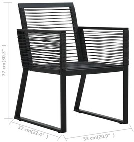 Cadeiras de jardim 4 pcs vime em corda preto
