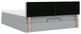 Estrutura de cama otomana com colchão 180x200 cm cinzento claro