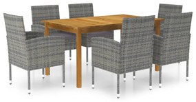 vidaXL 7 pcs conjunto de jantar para jardim cinzento