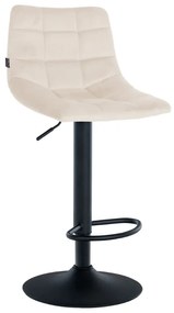 Banco de bar Jerry em veludo com estrutura preta 87-108,5 x 43 x 46,5 cm Creme