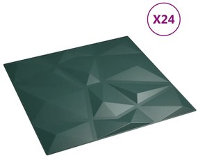 Painéis de parede 24 pcs 50x50 cm 6 m² XPS diamante verde