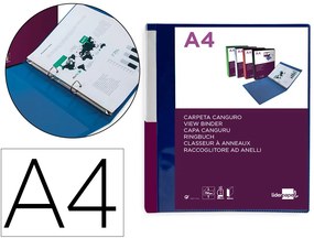 Carpeta Canguro 2 Anillas 25 mm Mixtas Polipropileno Din A4 Azul Translúcido