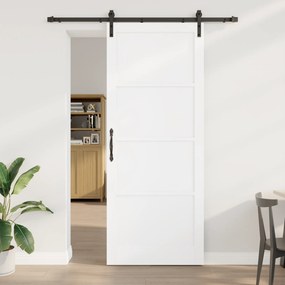 Porta Deslizante vidaXL com Conjunto de Mecanismos Branca 93x232 cm Madeira de Pinho Sólido