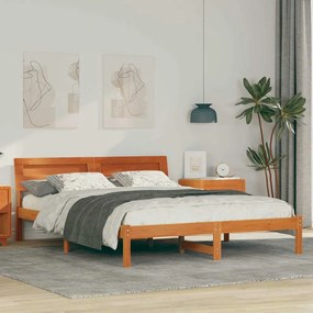 vidaXL Estrutura da Cama com cabeceira Marrom Cera 150 x 200 cm