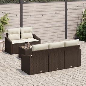Conjunto de Sofás de Jardim com Almofadas Castanho Rattan PE