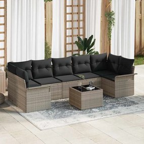 vidaXL Conjunto de Sofá Jardim 8 Peças com Almofadas Cinza Claro Rattan Polipropileno