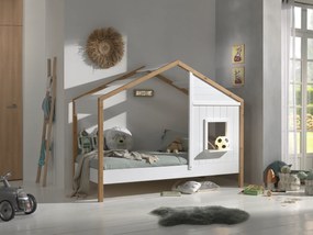 Cama Infantil BABS 91 Desenho Casa + Gaveta Branco/Natural