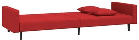 Sofá-cama 2 lugares com duas almofadas veludo vermelho tinto