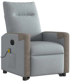Poltrona elétrica reclinável massagens tecido cinzento-claro