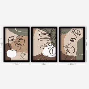 Pintura Decorativa em Moldura 3SC25 – Multicolor – 35 x 45 cm (3 Peças