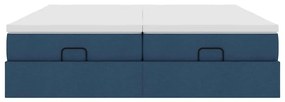 Estrutura de cama otomana com colchões 180x200cm tecido azul