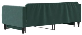 Sofá-cama com gavetão 100x200 cm veludo verde-escuro