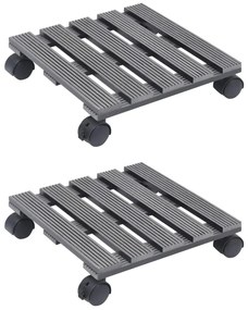 Suportes com rodas para vasos 2 pcs 30x30x7,5 cm WPC cinzento