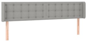 Cabeceira cama c/ luzes LED tecido 203x16x78/88 cm cinza-claro