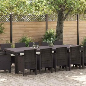 vidaXL Conjunto de Jantar para Jardim com almofada 13 pcs Castanho