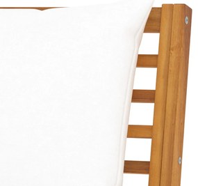 Banco de jardim 114,5 cm com almofadão cor creme acácia maciça