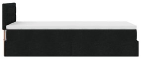 Cama otomana com colchão 100x200 cm tecido preto