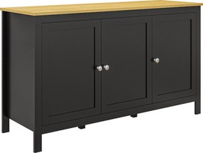 HOMCOM Aparador Sala de Estar com 3 Portas e Prateleiras Ajustáveis Estilo Moderno 120x40x70 cm Preto e Madeira | Aosom Portugal