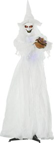 Outsunny Bruxa Branca de 189 cm com Cabeça de Abóbora, Decoração Externa de Halloween em Tamanho Real | Aosom Portugal