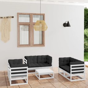 vidaXL 7 pcs conjunto lounge de jardim c/ almofadões pinho maciço