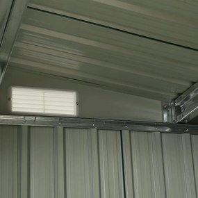 Abrigo de jardim com portas de correr 386x312x178 cm aço verde
