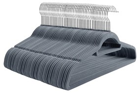 Conjunto de 100 cabides em veludo com barra 45 x 23,5 cm cinzento claro