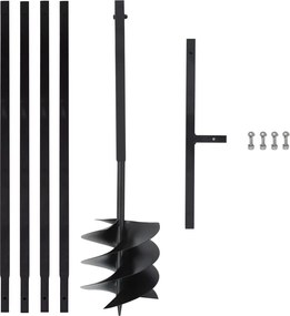 vidaXL Broca de terra com pega 250 mm com tubo de extensão de 4 m aço