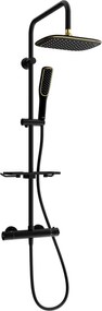 Mexen KT49 conjunto de duche de parede com chuveiro de teto e torneira termostática, preto/dourado - 771504993-75