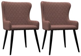 vidaXL Cadeiras de jantar 2 pcs tecido castanho