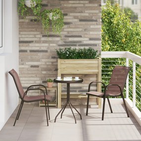 vidaXL Conjunto de Bistro de Jardim de 3 Peças Marrom Textilene e Aço