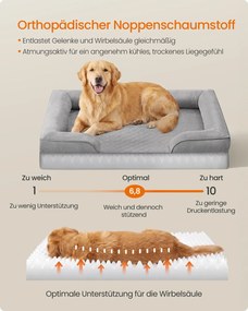 Cama ortopédica para cães 112 x 81 x 17 cm, com capa removível cinzento