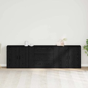 Buffets 3 pcs Carvalho Preto Madeira Engenheirada