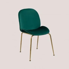 Pacote de 4 cadeiras de jantar Pary Velvet Verde Selva & Dourado - Sklum
