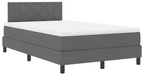 Cama Box com Colchão &amp; LED Cinza Escuro 120x190 cm Tecido