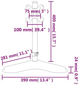 Suporte para monitor VESA 75/100 mm aço preto