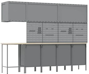 Conjunto de Armário e Painel de Ferramentas vidaXL com 12 Peças Preto
