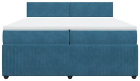 Cama com molas/colchão 200x200 cm veludo azul