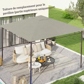 Toldo de substituição 3 x 3 m para tenda (NÃO INCLUIDA) ou cobertura de jardim em poliéster, 180 g/m², , cinzenta