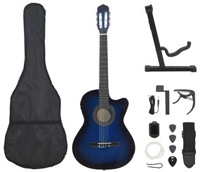 12 pcs conjunto de guitarra com equalizador e 6 cordas azul