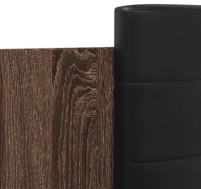 Estrutura cama cabeceira/luzes LED 150x200 cm carvalho castanho