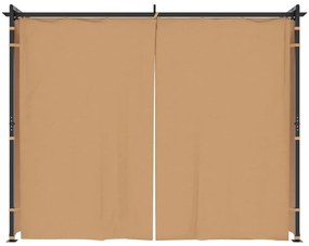 Gazebo com cortinas 3x3 m aço cinzento-acastanhado