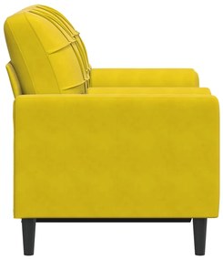 Sofá 2 lugares c/ almofadas decorativas 120 cm veludo amarelo