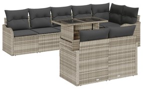 Conjunto de Sofá de Jardim vidaXL com Almofadas Cinza Claro Polyrattan