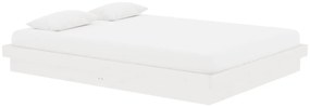 Estrutura de cama 140x190 cm madeira maciça branco