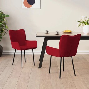 vidaXL Cadeiras de jantar 2 pcs veludo vermelho tinto