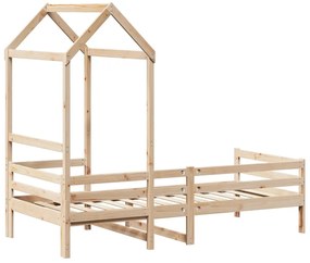 Sofá-cama com telhado 90x200 cm madeira de pinho maciça