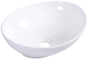 Lavatório casa de banho 41 x 33,5 x 14 cm para casa de banho Lavatório cerâmico ovalado sem rebordo Branco