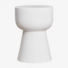 Mesa Auxiliar Para Jardim Redonda Ø35 Cm Em Dolomita Kaly Branco - Sklum